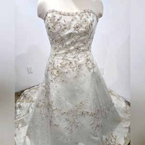 Nearly Newlywed Strapless embroidered wedding gown